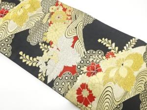アンティーク　桐・菊に古典柄織り出し名古屋帯（着用可）